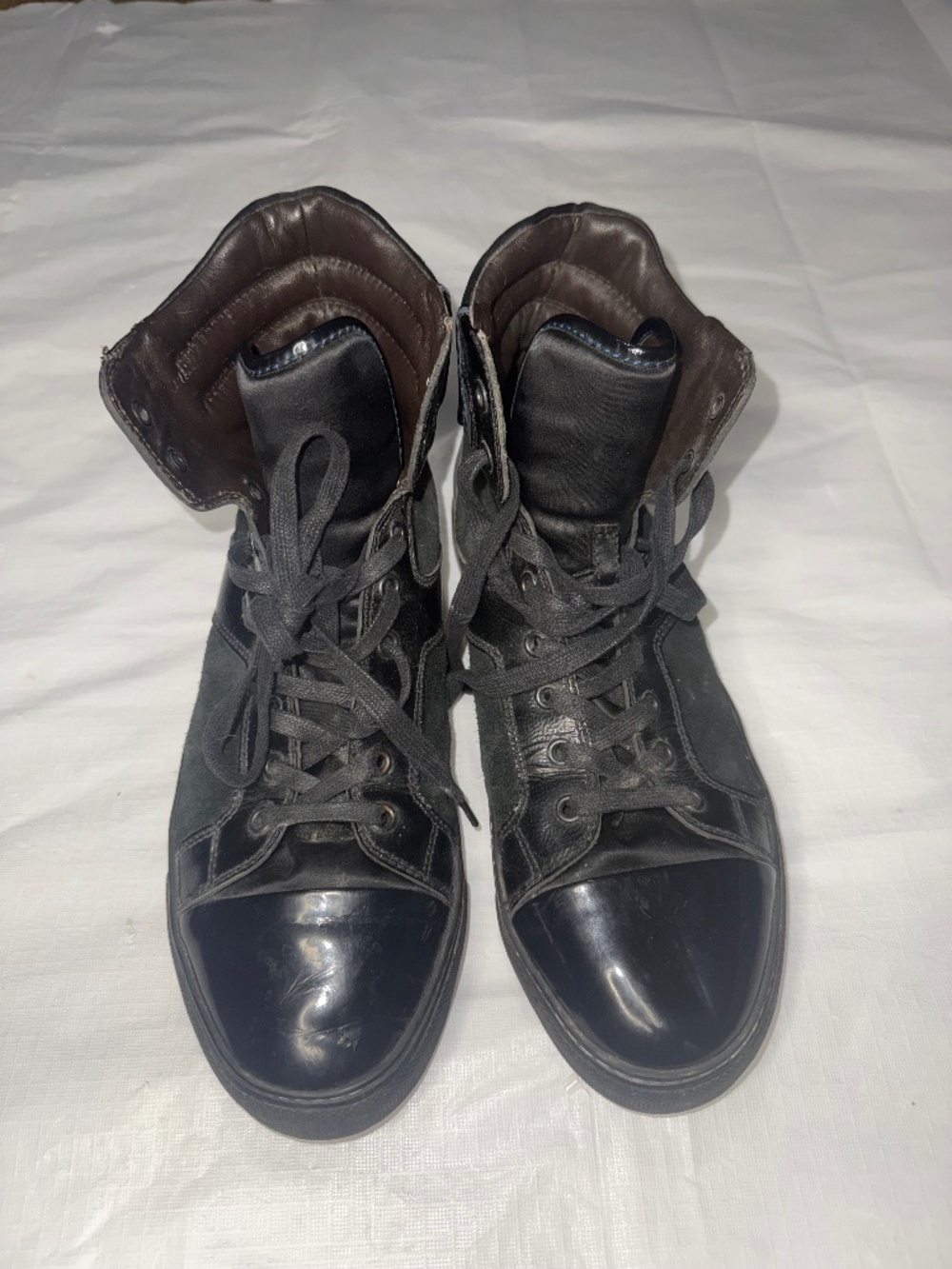 Lanvin Mans, Authentic, Genuine Leather Sneakers, Size 12 Turquoise/Black Color